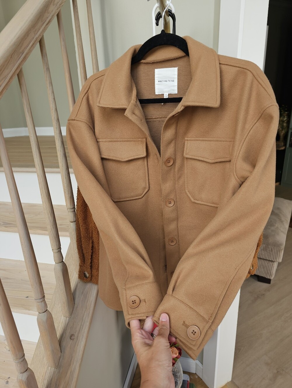 AVEC LES FILLES Anthropologie Felted Shirt Shacket Jacket Cognac Women's XS - Picture 6 of 9